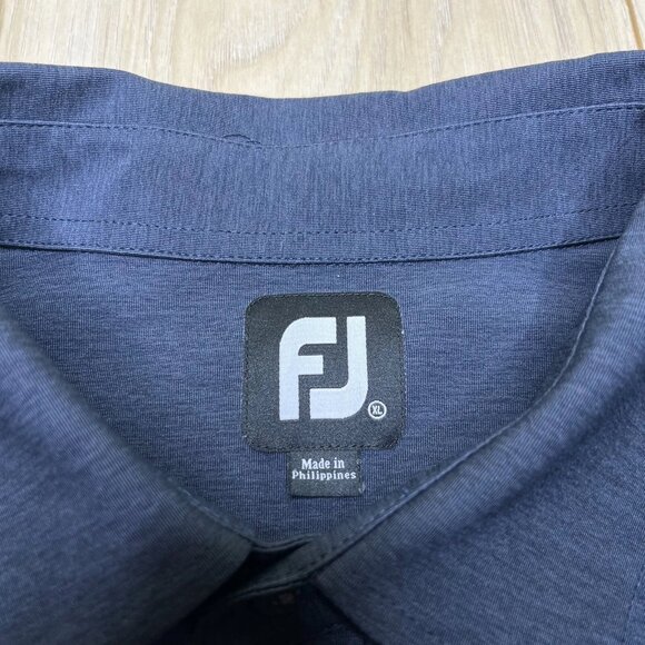 FootJoy Mens Navy Texture Print Stretch Pique Golf Polo T-Shirt Size X-Large - Picture 6 of 9